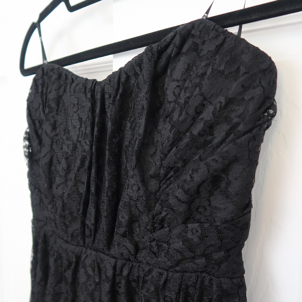 Strapless Black Lace Cocktail Dress